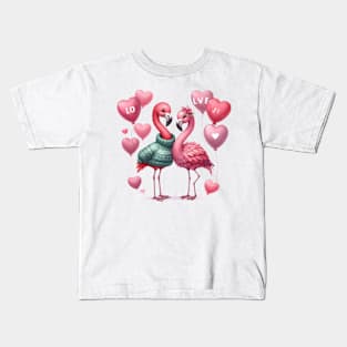 Valentine Love Flamingos Kids T-Shirt